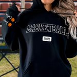 Personalized Multicolor Basketball Mom Dad Crewneck Sweatshirt Hoodie with 1 - 6 Kid Names Birthday Sports Event Cheer Accessories Gift for Family