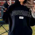 Personalized Multicolor Football Mom Dad Crewneck Sweatshirt Hoodie with 1 - 6 Kid Names Birthday Sports Event Cheer Accessories Gift for Family