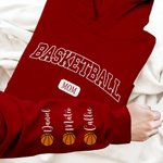 Personalized Multicolor Basketball Mom Dad Crewneck Sweatshirt Hoodie with 1 - 6 Kid Names Birthday Sports Event Cheer Accessories Gift for Family