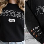 Personalized Multicolor Football Mom Dad Crewneck Sweatshirt Hoodie with 1 - 6 Kid Names Birthday Sports Event Cheer Accessories Gift for Family