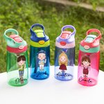 Bouteille d'Eau Personnalisée avec Nom et Personnage Dessin Animé Gourde avec Paille et Poignée Cadeau Noël Anniversaire pour Enfants