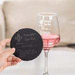 Verre à vin et sous-verre en ardoise avec nom gravé personnalisé Cadeau d'anniversaire pour amateur de vin