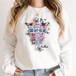 Personalizowana postać Werset biblijny Krzyż Akwarela Motyl Narodziny Kwiat Bluza z imieniem Urodziny Chrzest Prezent dla kobiet Dziewczynki