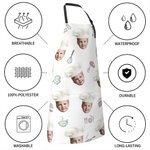 Personalized Cute 1-3 Chef Hat Photos Avatar Apron with Adjustable Neck Strap Housewarming Gift for Family Cooking Lover