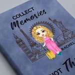 Personalized Cartoon Character World Travel Journal 200 Pages Leather Notebook with Name and Text Travel Essentials Birthday Gift for Traveler Friends