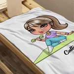 Personalised Multicolour Cartoon Sport Girl Oversized Quick Dry Bath Towel with Name Birthday Gym Workout Essential Gift for Women
