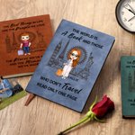 Personalized Cartoon Character World Travel Journal 200 Pages Leather Notebook with Name and Text Travel Essentials Birthday Gift for Traveler Friends