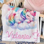 Coperta personalizzata fantasia unicorno arcobaleno bambino mese pietra miliare morbido con nome compleanno Nursery Decor Baby Shower regalo per neonato