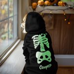 Gepersonaliseerd Gloeiend Skelet Beenderen Warme Zachte Hond Kat Hoodie met Naam voor Alle Rassen Schattig Huisdier Feest Kostuum Verjaardag Halloween