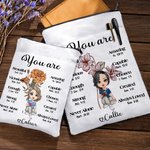 Personalized Cute Cartoon Girl with Birth Flower Book Sleeve Cover with Name and Bible Verse Christian Christmas Gift for Women Book Bookworm
