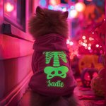 Gepersonaliseerd Gloeiend Skelet Beenderen Warme Zachte Hond Kat Hoodie met Naam voor Alle Rassen Schattig Huisdier Feest Kostuum Verjaardag Halloween