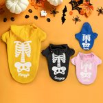 Gepersonaliseerd Gloeiend Skelet Beenderen Warme Zachte Hond Kat Hoodie met Naam voor Alle Rassen Schattig Huisdier Feest Kostuum Verjaardag Halloween