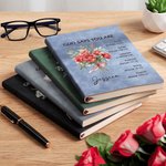 Personalized God Says You Are Lovely Birth Flower Bouquet Bible 200 Pages Leather Notebook with Name Birthday Gift for Christians Women