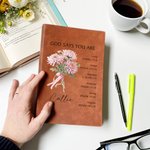 Personalized God Says You Are Lovely Birth Flower Bouquet Bible 200 Pages Leather Notebook with Name Birthday Gift for Christians Women