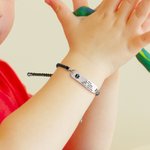 Personalised Adjustable Colourful Braided Cord Medical Emergency Alert ID Bracelet with Engraved Star of Life and Text Gift for Allergy Autism Kids