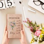 Personalized God Says You Are Lovely Birth Flower Bouquet Bible 200 Pages Leather Notebook with Name Birthday Gift for Christians Women