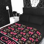 Personalized Gothic 3D Skulls Pink Coquette Bow Soft Throw Blanket with Name Home Decor Birthday Halloween Gift for Gothic Enthusiast