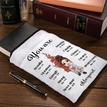 Personalized Cute Cartoon Girl with Birth Flower Book Sleeve Cover with Name and Bible Verse Christian Christmas Gift for Women Book Bookworm