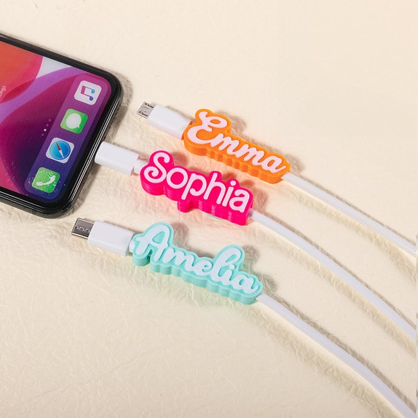 Personalized 3D Print Name USB Cable 1.5 Meter for iPhone Micro USB Type C Mobile Phone Accessory Christmas Birthday Gift for Friend Family