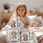 Personalised Cute Animal Bear Squirrel Fox Soft Throw Blanket with Name Baby Shower Christmas Gift for Boys Girls