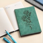 Quaderno in pelle PU personalizzato con fiori di nascita 200 pagine regalo di compleanno perfetto per famiglia e amici