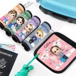 Personalized Set of 2 World Map Cartoon Character Luggage Handle Wraps with Name Birthday Christmas Travel Accessories Gift for Boys Girls