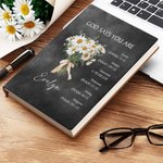 Personalized God Says You Are Lovely Birth Flower Bouquet Bible 200 Pages Leather Notebook with Name Birthday Gift for Christians Women