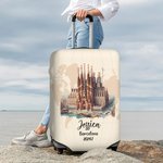 Personalised Watercolour Landmark Name Luggage Cover Fits 18-32 Inches Suitcase Travel Accessories Gift for Travel Lovers