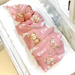 Personalised Bear Squirrel Woodland Animal Swaddle Blanket and Hat Set with Name Birthday Baby Shower Gift for Newborn Kids