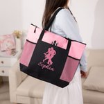 Personalisierte Multicolor Glitter Ballroom Dancing Silhouette Name Zippered Tote Bag mit Mesh-Tasche Geburtstag Geschenk für Frauen Tänzerin Tanz-Enthusiast