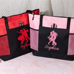 Personalisierte Multicolor Glitter Ballroom Dancing Silhouette Name Zippered Tote Bag mit Mesh-Tasche Geburtstag Geschenk für Frauen Tänzerin Tanz-Enthusiast