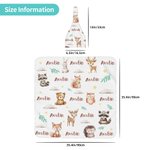 Personalised Bear Squirrel Woodland Animal Swaddle Blanket and Hat Set with Name Birthday Baby Shower Gift for Newborn Kids