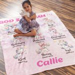 Couverture chaude et douce avec nom et verset biblique Décoration de chambre d'enfant Cadeau de baptême pour fille