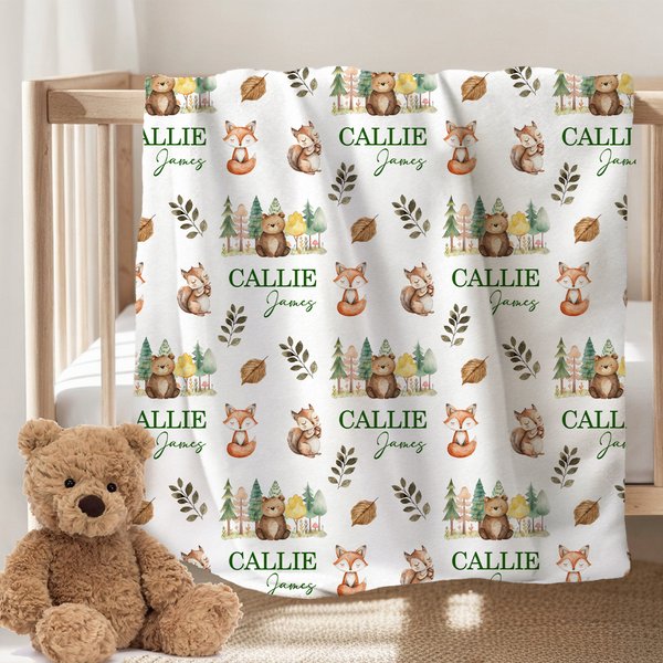 Personalizzato carino animale orso scoiattolo morbido lancio coperta con nome Baby Shower regalo di Natale per ragazzi ragazze