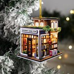 Mini adorno acrílico personalizado de librería con texto Bookshop Decoración plana para árbol de Navidad Regalo para ratón de biblioteca Amantes de lo