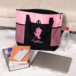 Personalisierte Multicolor Glitter Ballroom Dancing Silhouette Name Zippered Tote Bag mit Mesh-Tasche Geburtstag Geschenk für Frauen Tänzerin Tanz-Enthusiast