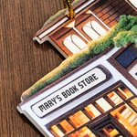 Mini adorno acrílico personalizado de librería con texto Bookshop Decoración plana para árbol de Navidad Regalo para ratón de biblioteca Amantes de lo