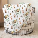 Personalizzato carino animale orso scoiattolo morbido lancio coperta con nome Baby Shower regalo di Natale per ragazzi ragazze