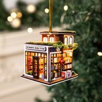Mini adorno acrílico personalizado de librería con texto Bookshop Decoración plana para árbol de Navidad Regalo para ratón de biblioteca Amantes de lo