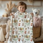 Personalizzato carino animale orso scoiattolo morbido lancio coperta con nome Baby Shower regalo di Natale per ragazzi ragazze