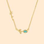 Minimalista personalizado Tulipán Birthstone collar con nombre de lado Navidad Día de la Madre Cumpleaños de regalo para las mujeres