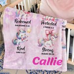 Couverture chaude et douce avec nom et verset biblique Décoration de chambre d'enfant Cadeau de baptême pour fille