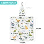 Personalised Cute Dinosaur Swaddle Blanket and Hat Set with Name Birthday Baby Shower Gift for Newborn Kids