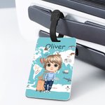 Personalised Cartoon Character Animal Map Pattern Travel Luggage Tag with Name Travel Accessory Birthday  Christmas Gift for Travel Lover