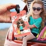 Personalised Cartoon Character Animal Map Pattern Travel Luggage Tag with Name Travel Accessory Birthday  Christmas Gift for Travel Lover