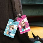 Personalised Cartoon Character Animal Map Pattern Travel Luggage Tag with Name Travel Accessory Birthday  Christmas Gift for Travel Lover