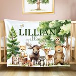 Personalizado lindo bosque animales zorro conejo suave manta con nombre guardería habitación decoración baby shower cumpleaños regalo para niños niñas