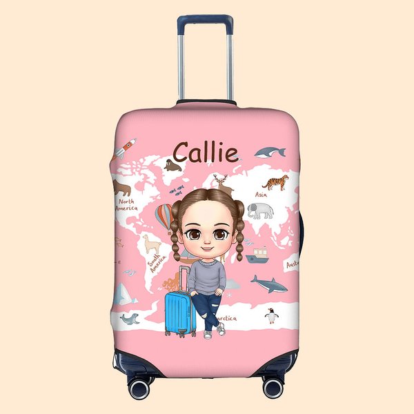 Personalised Cartoon Character Elastic Luggage Cover Protector Fits 18-32 Inch Suitcase Travel Accessories Birthday Gift for Boys Girls