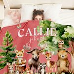Personalizado lindo bosque animales zorro conejo suave manta con nombre guardería habitación decoración baby shower cumpleaños regalo para niños niñas