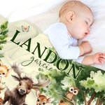 Personalizado lindo bosque animales zorro conejo suave manta con nombre guardería habitación decoración baby shower cumpleaños regalo para niños niñas